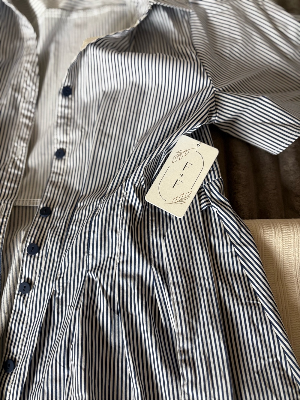 Figueroa + Flower Striped Button-Front Dress in Navy and White Figueroa & Flower - Picture 6 of 8